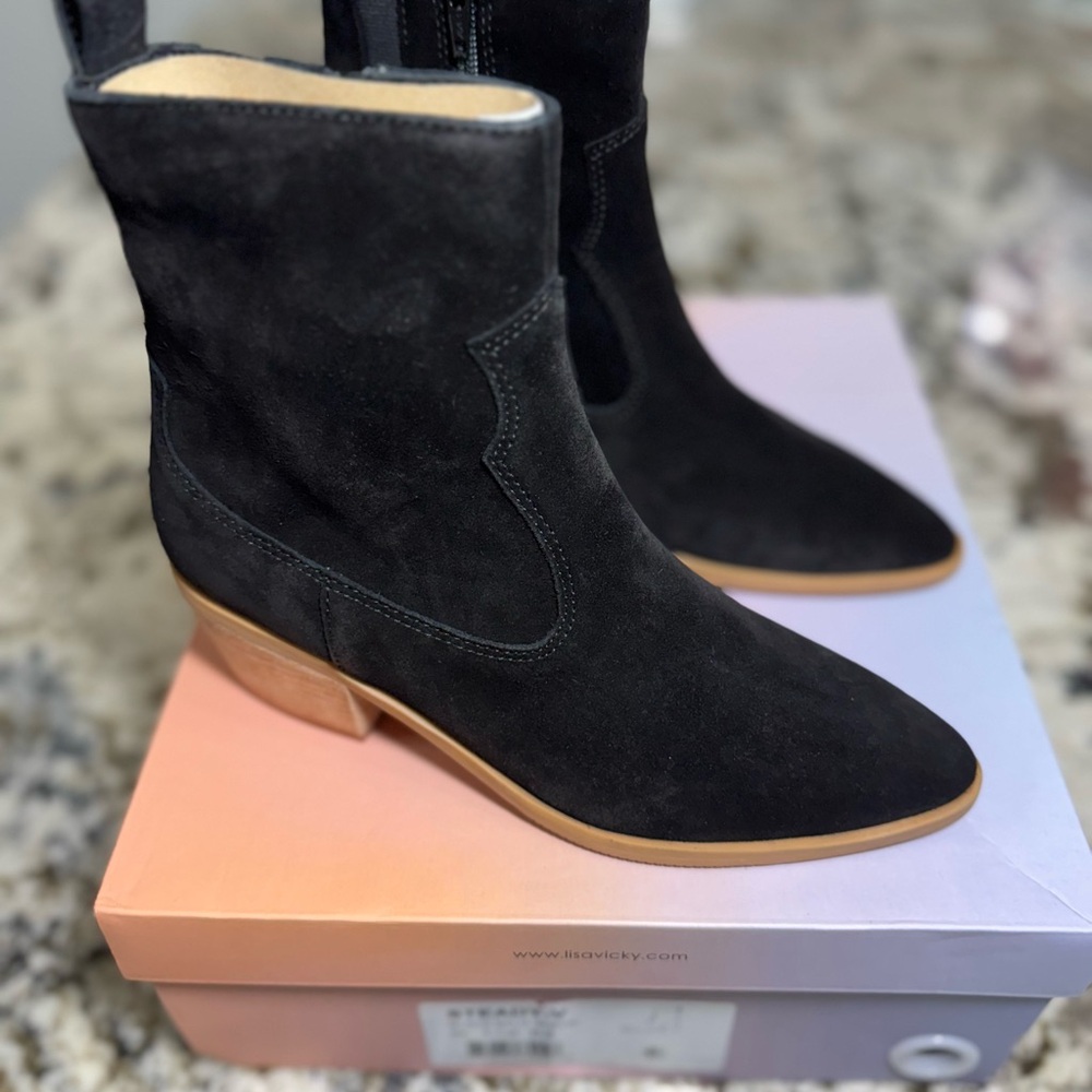 Lisa Vicky Steady Black Suede Heeled‎ Boots
